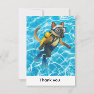 Carte De Remerciements Plongeur pour amateur de chat siamois