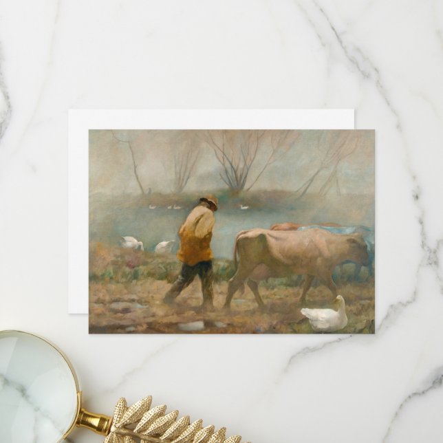 Carte De Remerciements Pluie d'avril par Newell Convers Wyeth (Devant/Arrière en situation)
