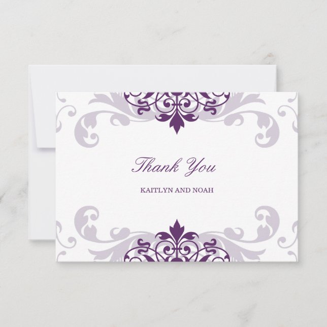 Carte De Remerciements Plum classique violet élégant Mariage de l'Ironwor (Devant)