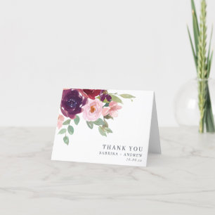 Carte De Remerciements Plum et Mariage floral flou