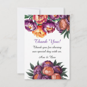 Carte De Remerciements Plum et Orange Peony Mariage