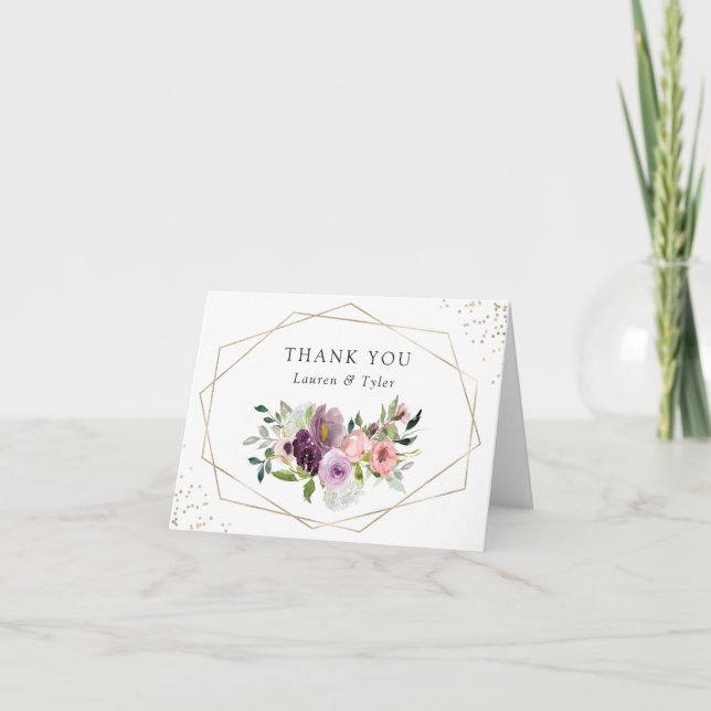 Carte De Remerciements Plum géométrique floral violet clair moderne (Devant)