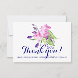 Carte De Remerciements Plum marine aquarelle été mariage floral