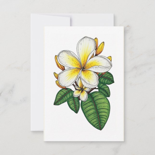 Carte De Remerciements Plumeria jaune et blanche Hawaiian (Devant)