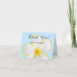 Carte De Remerciements Plumeria tropicale, blanche et jaune, Mariage flor