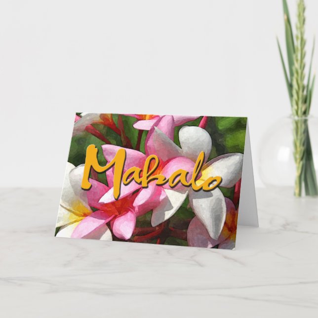 Carte De Remerciements Plumerias de Mahalo (Devant)
