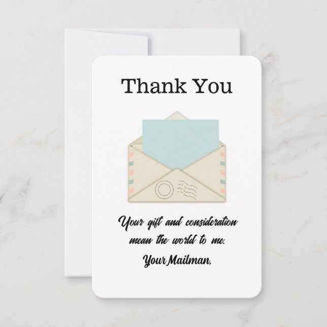 Carte De Remerciements plus de Lettre Carrier Mailman Postal Mail Carrier (Devant)
