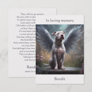 Carte De Remerciements Poème commémoratif blanc Pitbull Nom personnalisé 