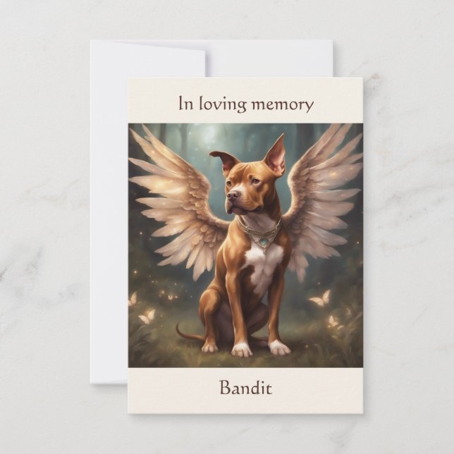 Carte De Remerciements Poème commémoratif Brown Pitbull Nom personnalisé  (Devant)