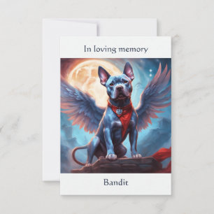 Carte De Remerciements Poème commémoratif noir Pitbull Nom personnalisé S