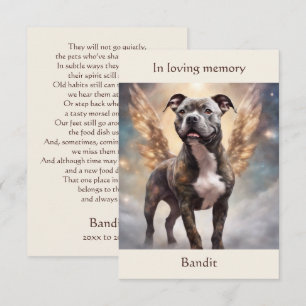 Carte De Remerciements Poème commémoratif Pitbull Brindle Nom personnalis