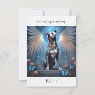 Carte De Remerciements Poème commémoratif Pitbull Grey Nom personnalisé S