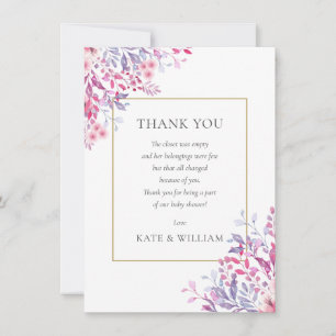 Carte De Remerciements Poème de Baby shower floral Fleur sauvage
