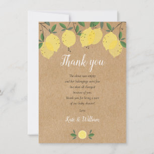 Carte De Remerciements Poème de Baby shower Rustic Lemons