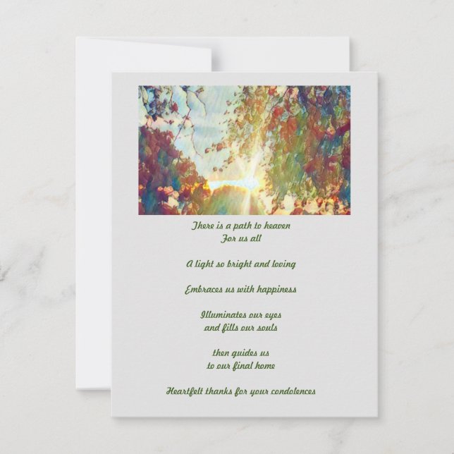 Carte De Remerciements Poème de deuil de compassion pour aimé (Devant)