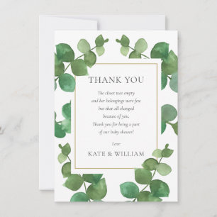 Carte De Remerciements Poème du Baby shower vert des Eucalyptus