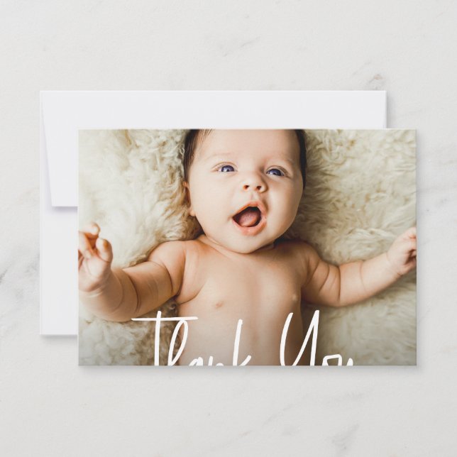 Carte De Remerciements Poignée unique personnalisé Baby shower photo (Devant)