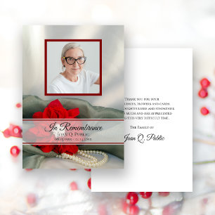 Carte De Remerciements Poinsettia Pearls Sympathie pour les funérailles d