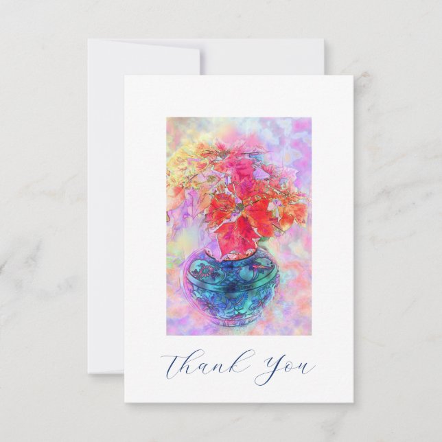 Carte De Remerciements Poinsettias à l'aquarelle (Devant)