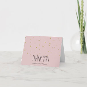 Carte De Remerciements Points Confetti en or et Parties scintillant rose 