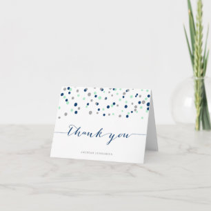 Carte De Remerciements Points Confetti Mint & Navy