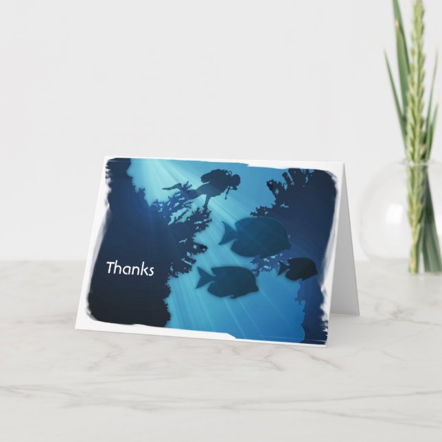 Carte De Remerciements Poisson et plongée sous-marine Blue World (Devant)