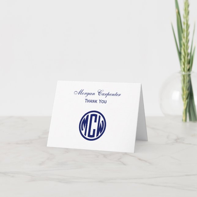 Carte De Remerciements Police blanche do-it-yourself BG de monogramme de (Devant)