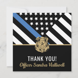 Carte De Remerciements Police Blue Line American Flag Premier répondant