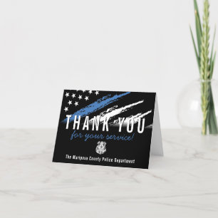 Carte De Remerciements Police Blue Line American Flag Premier répondant