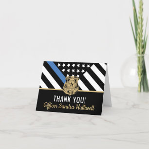 Carte De Remerciements Police Blue Line American Flag Premier répondant