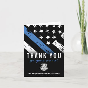 Carte De Remerciements Police Blue Line American Flag Premier répondant