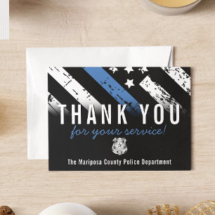 Carte De Remerciements Police Blue Line American Flag Premier répondant