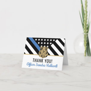 Carte De Remerciements Police Blue Line American Flag Premier répondant