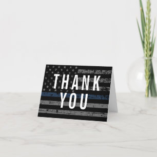 Carte De Remerciements Police Blue Line American Flag Premier répondant