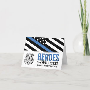 Carte De Remerciements Police Blue Line Les héros du drapeau américain tr