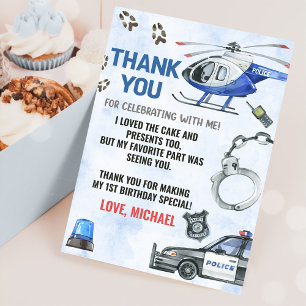 Carte De Remerciements Police Boy 1er anniversaire fête