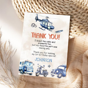 Carte De Remerciements Police Boy 1er anniversaire fête