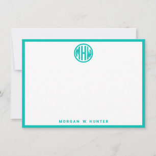 Carte De Remerciements Police de monogramme turquoise do-it-yourself BG