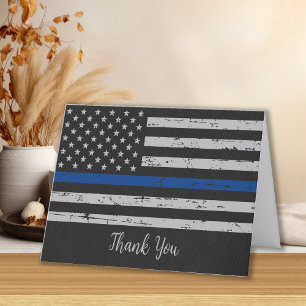 Carte De Remerciements Police Ligne Bleue Mince Police