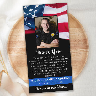 Carte De Remerciements Police Memorial American Flag Funérailles patrioti