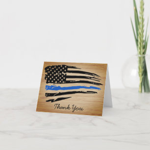 Carte De Remerciements Police mince Ligne bleue Rustique drapeau américai