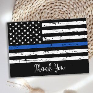Carte De Remerciements Policier Personnalisé Ligne Bleue Mince