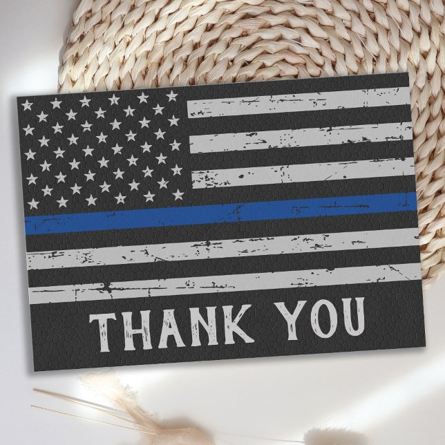 Carte De Remerciements Policier personnalisé Ligne Bleue Mince (Créateur téléchargé)