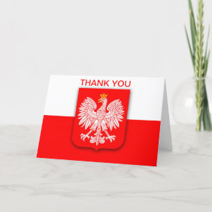 Carte De Remerciements Pologne Polska Drapeau polonais Aigle blanc rouge