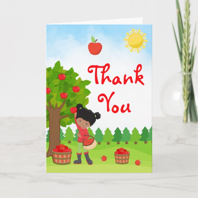 Carte De Remerciements Pomme cueillir la peau foncée fille Anniversaire M (Devant)