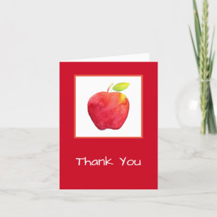 Carte De Remerciements Pomme d'aquarelle rouge