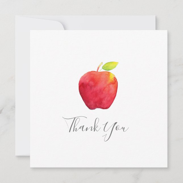 Carte de remerciements Pomme d'aquarelle rouge (Devant)