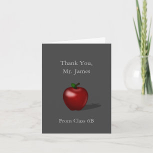 Carte De Remerciements Pomme rouge "Merci Professeur" Classe personnalisé