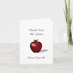 Carte De Remerciements Pomme rouge "Merci Professeur" Message personnalis