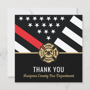 Carte De Remerciements Pompier Drapeau Premier répondeur Service d'incend